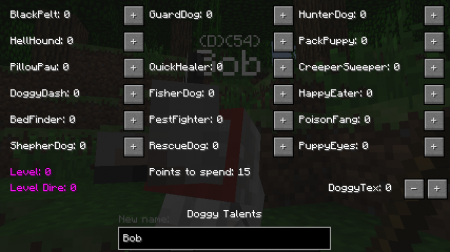Мод Doggy Talents Mod для Minecraft 1.5.1